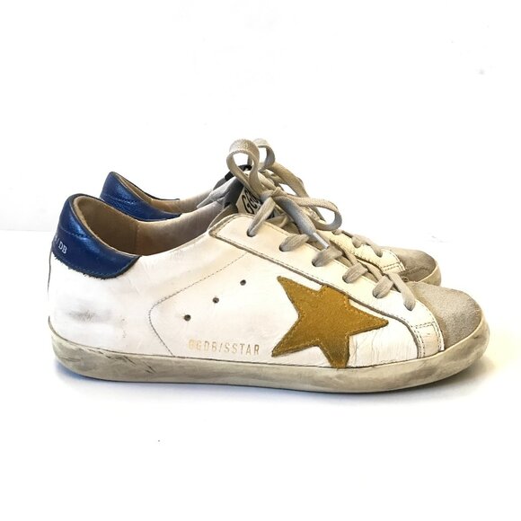 Golden Goose Superstar Sneakers Womens 37 White Leather Low Top Distressed GGDB - Picture 1 of 12